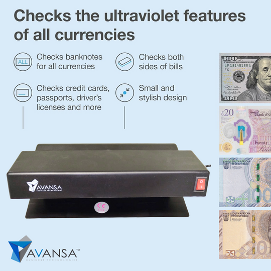 AVANSA SuperDetect 180 Counterfeit Money Detector - Non replaceable bulb - MoneyCounters