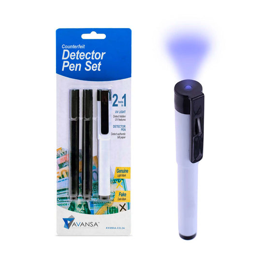 AVANSA Counterfeit Detector Pen with UV light - 3 pack - MoneyCounters